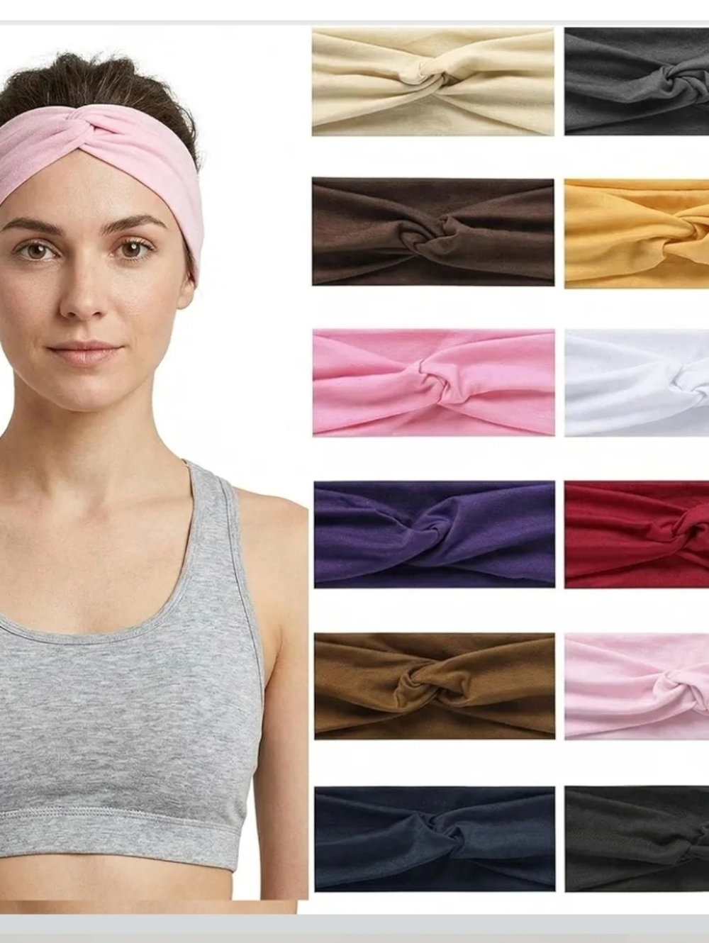 12 Pack Soft Twist Pink Headband for Women